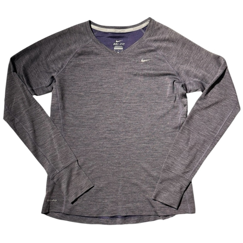 Nike Dusty Purple Dri-FIT V Neck Running Shirt Size Medium